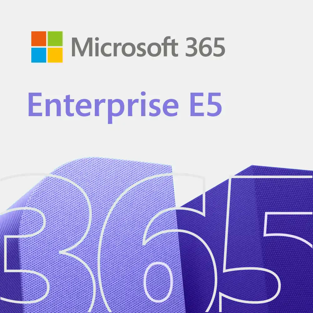 Grafika pokazuje pudełko kolorowe od Microsoft 365 E5
