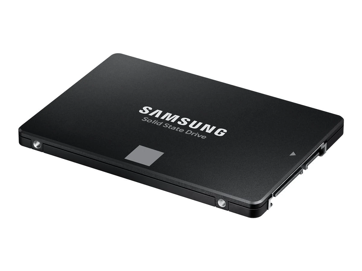 Dysk SSD Samsung 870 EVO 2,5 cala SATA III – widok z góry, czarna obudowa.