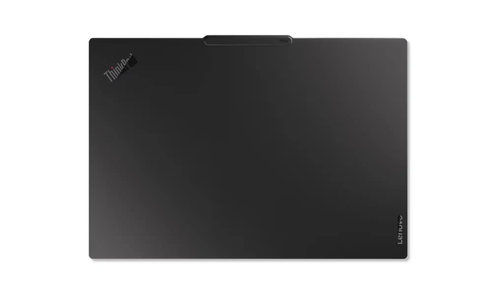 Pokrywa laptopa ThinkPad widziana od góry z widocznym logo ThinkPad w lewym górnym rogu